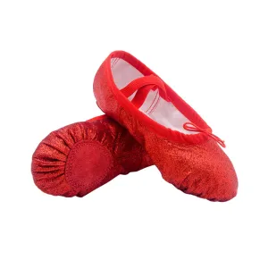 1 Pair Canvas Dance Shoes Shiny Yoga Shoe Full Sole Yoga Shoes Girl Ballet Flats Shoes Kids Glitter Gym Shoes Yoga Flats Sneaker Slippers Dancing Shoes Soles Toddler Foldable