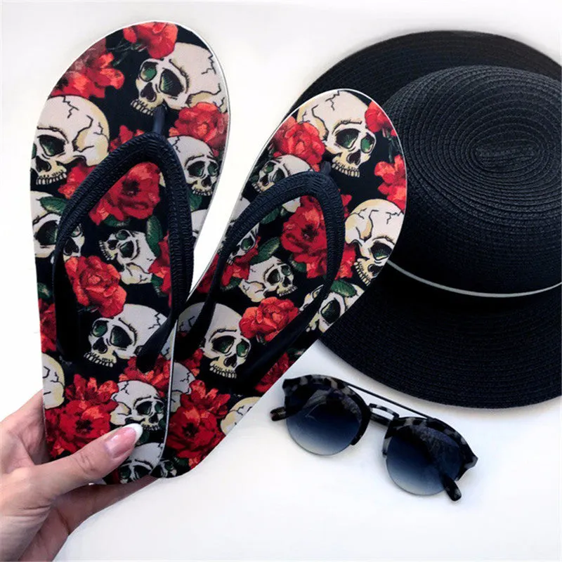 Animal Husky Pattern Flip Flops Casual House Summer Vacation Flats Beach Sandals