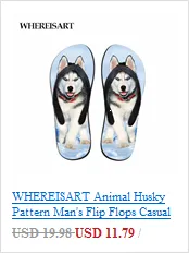 Animal Husky Pattern Flip Flops Casual House Summer Vacation Flats Beach Sandals