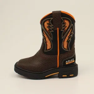 Ariat Toddler Boys Workhog Lil' Stomper Western Boots - Orange/Brown