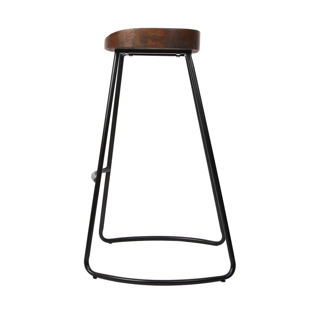 Artiss Set of 2 Wooden Backless Bar Stools - Black