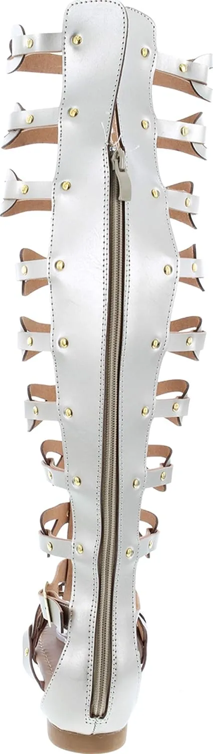 Atta 17 Womens Knee High Caged Gladiator Strappy Flat Sandals