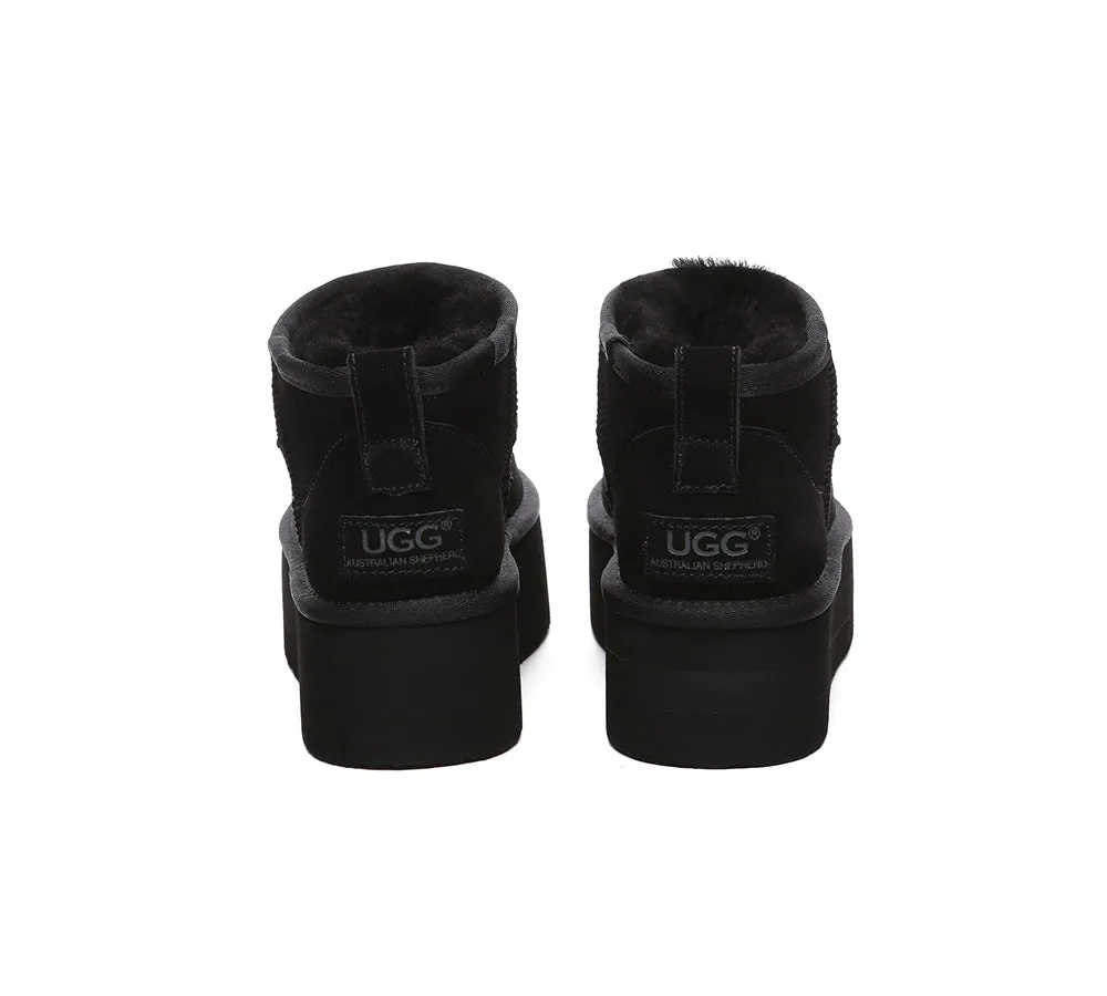 AUSTRALIAN SHEPHERD® UGG Sheepskin Wool Ankle Boots Ultra Platform Saylor