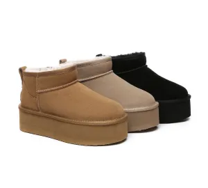 AUSTRALIAN SHEPHERD® UGG Sheepskin Wool Ankle Boots Ultra Platform Saylor