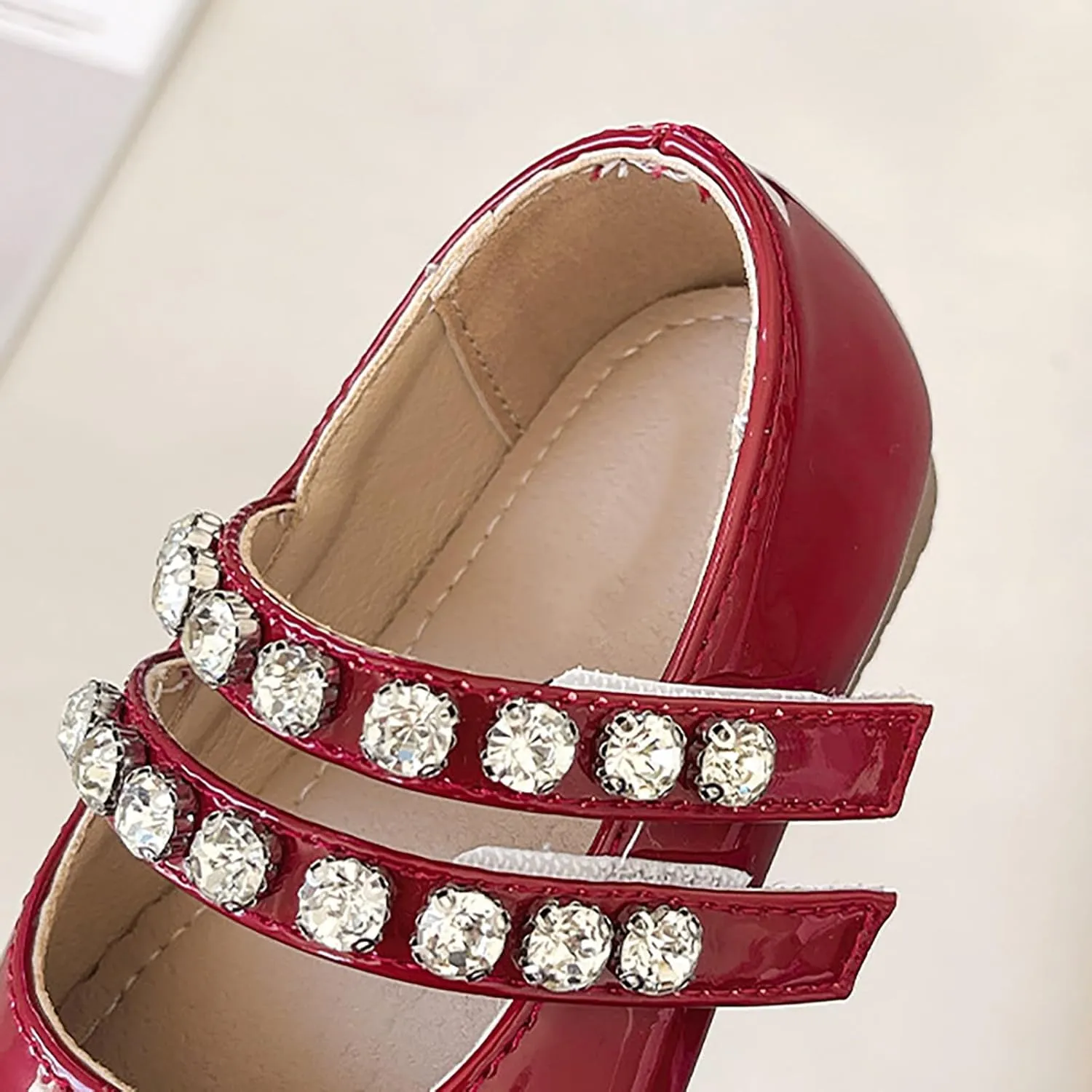 Baby Girls Mary Jane Dress Shoes Pearl Toddler Little Kid Patent Leather Flats for Wedding Party School