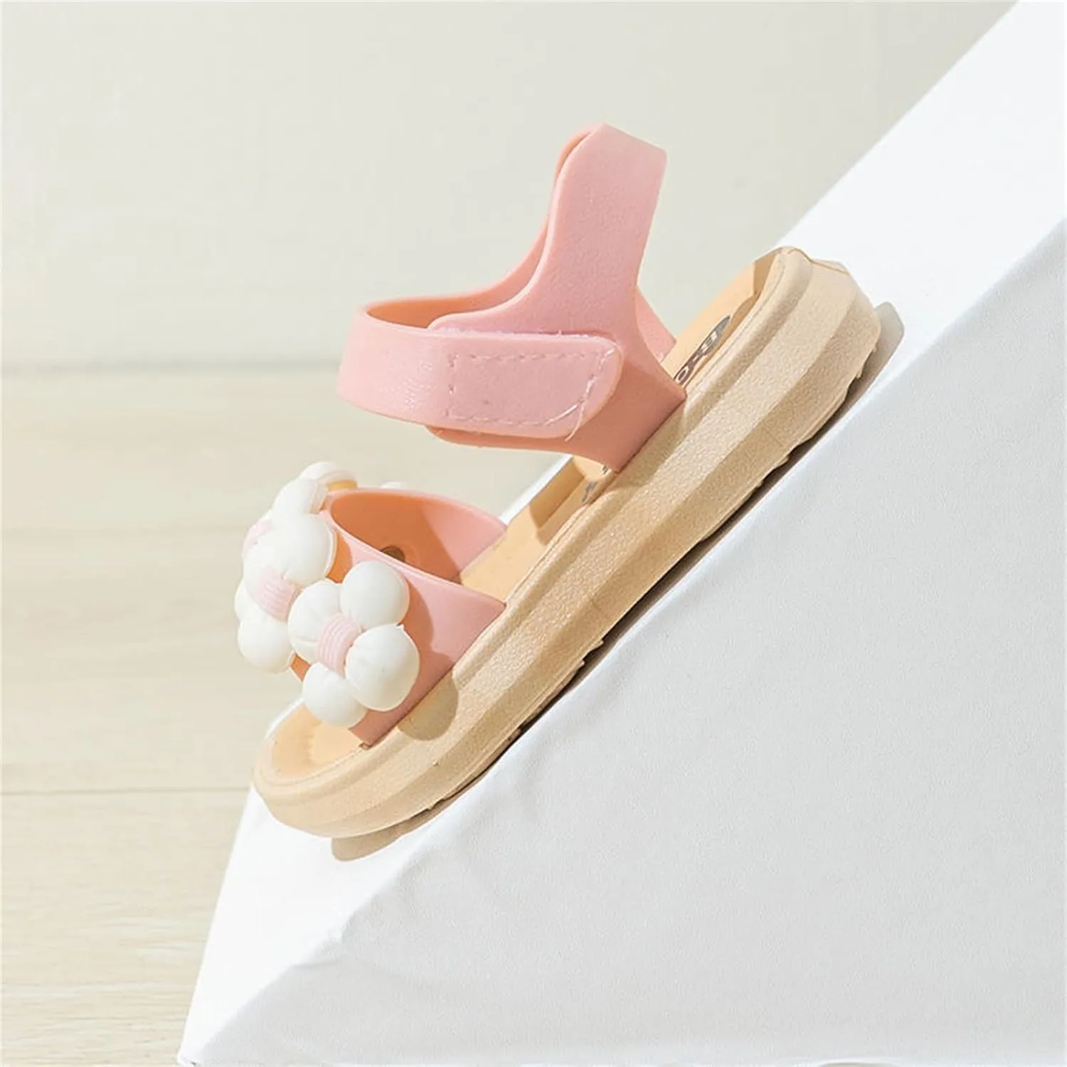 Baby Toddler Girls Flower Open-Toe Beach Walking Two-Strap Sandals Summer Breathable Flat Pricness Shoes 1-5Y (Pink, 3Years)