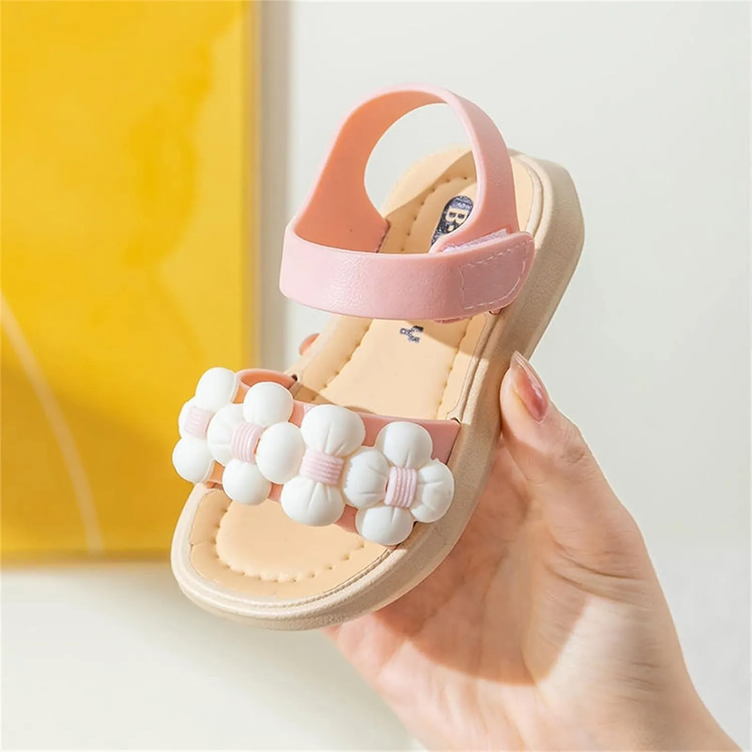 Baby Toddler Girls Flower Open-Toe Beach Walking Two-Strap Sandals Summer Breathable Flat Pricness Shoes 1-5Y (Pink, 3Years)