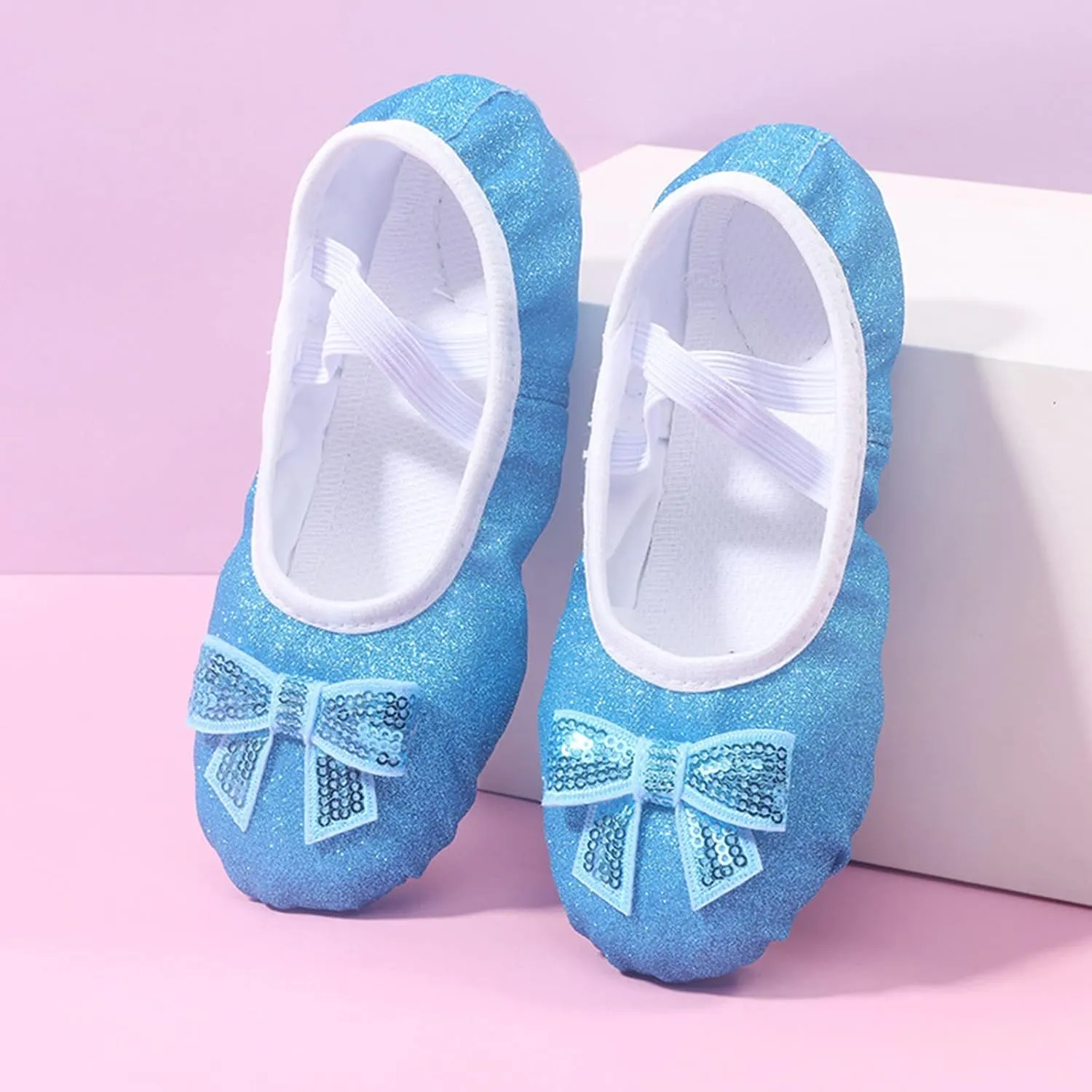 Ballet Shoes for Toddler Girls Glitter Ballet Slippers Dance Shoes(Toddler/Little/Big Kids) Pin Ballet Flat