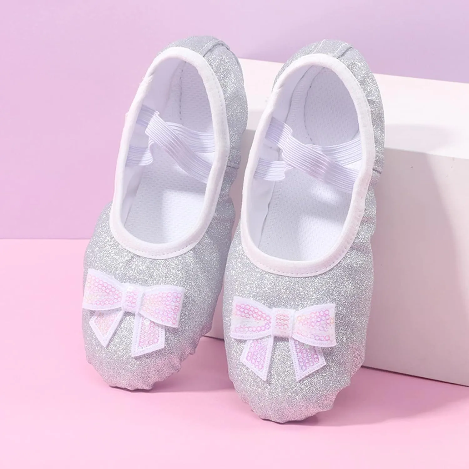 Ballet Shoes for Toddler Girls Glitter Ballet Slippers Dance Shoes(Toddler/Little/Big Kids) Pin Ballet Flat