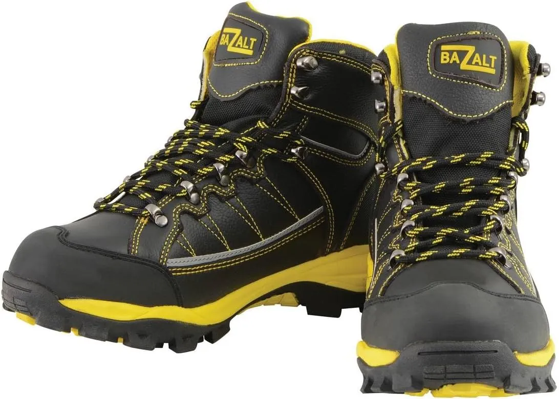 Bazalt MBM9122 Men's Black with Yellow Water and Frost Proof Leather Outdoor Lace-Up Boots - 8