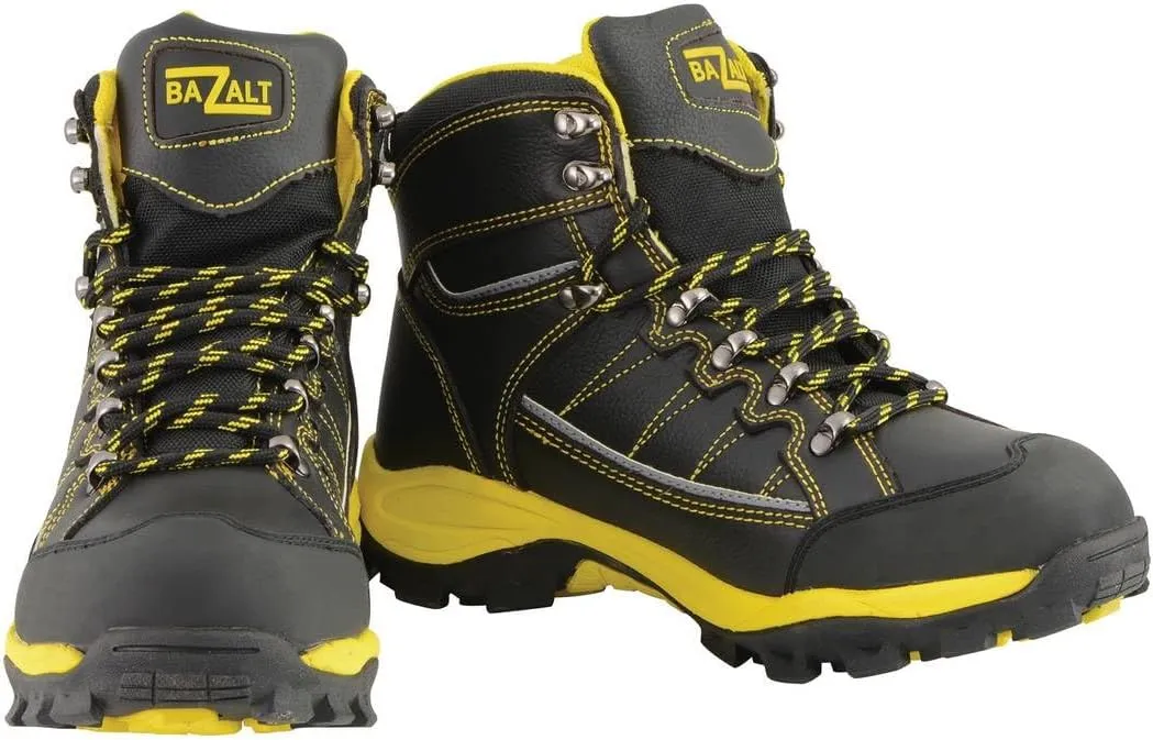 Bazalt MBM9122 Men's Black with Yellow Water and Frost Proof Leather Outdoor Lace-Up Boots - 8