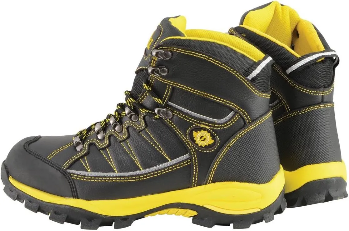 Bazalt MBM9122 Men's Black with Yellow Water and Frost Proof Leather Outdoor Lace-Up Boots - 8