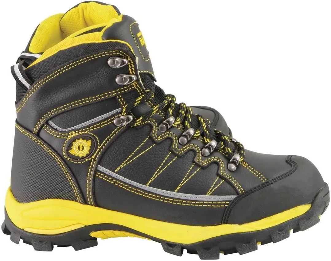 Bazalt MBM9122 Men's Black with Yellow Water and Frost Proof Leather Outdoor Lace-Up Boots - 8