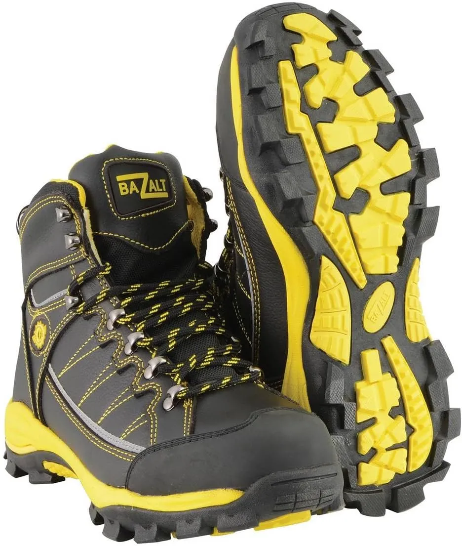 Bazalt MBM9122 Men's Black with Yellow Water and Frost Proof Leather Outdoor Lace-Up Boots - 8
