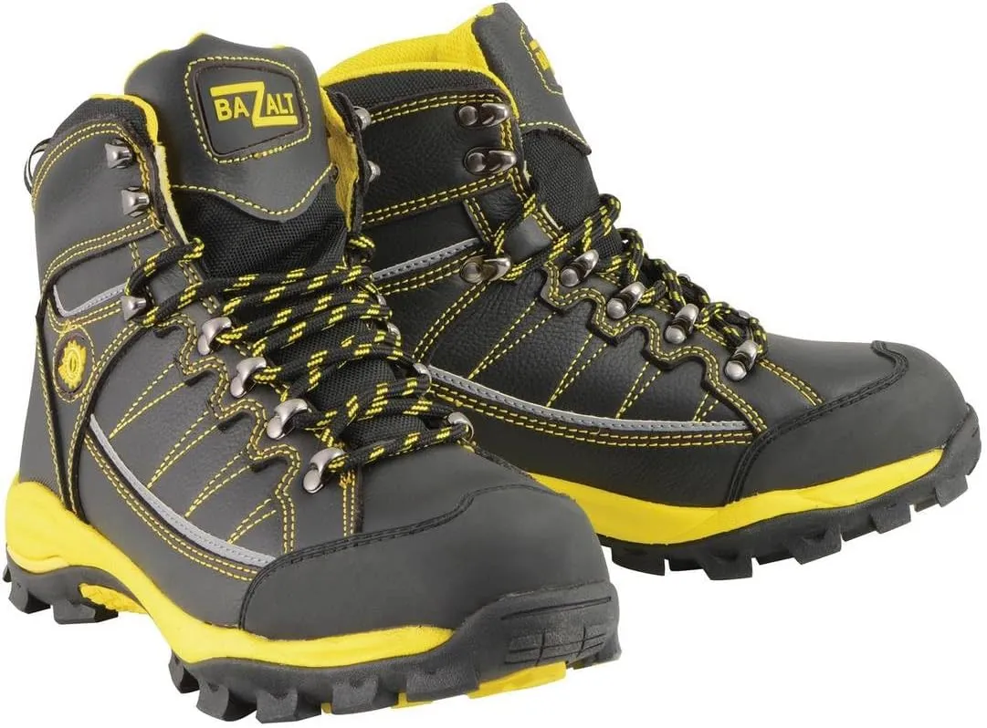 Bazalt MBM9122 Men's Black with Yellow Water and Frost Proof Leather Outdoor Lace-Up Boots - 8