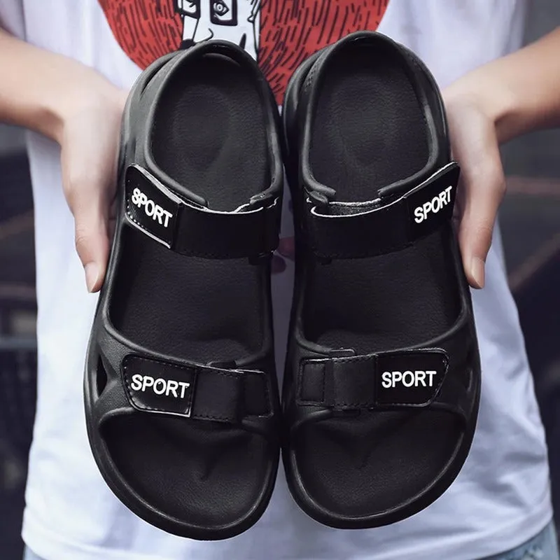 Beach Slippers Solid Hook Hollow Out Casual Breathable Flats Sandals Shoes Flat