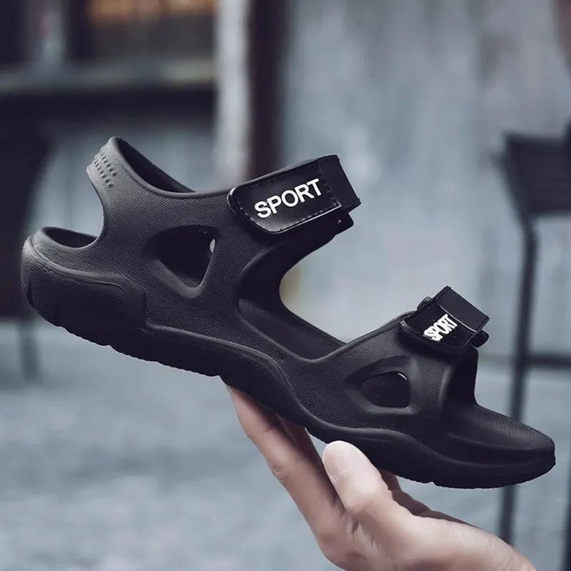 Beach Slippers Solid Hook Hollow Out Casual Breathable Flats Sandals Shoes Flat