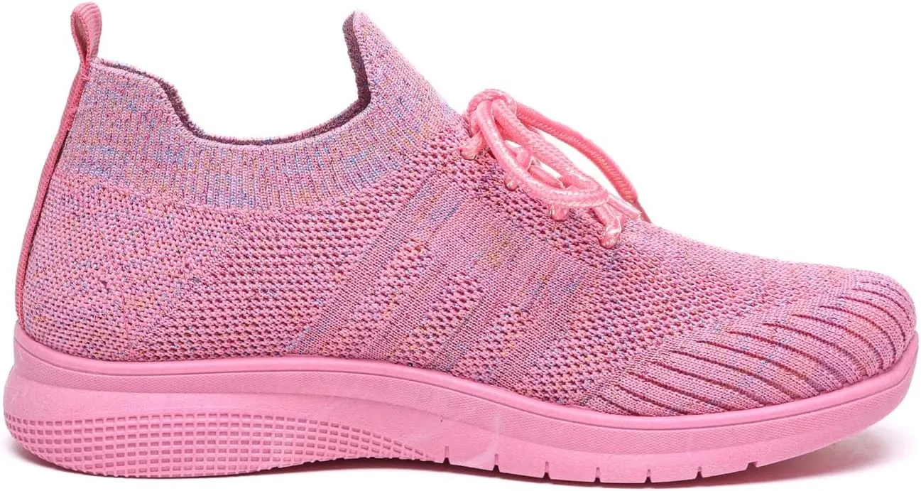 Bernal Women Sparkle Walking Tennis Shoes Casual Lace-Up Non Slip Breathable Mesh Working Sneakers Gym Workout Shoes