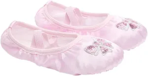 BESPORTBLE Ballet Shoes for Girls Stretch Belt Embroidery Sequins Kids Dance Shoes for Yoga Ballet Size 31 Pink