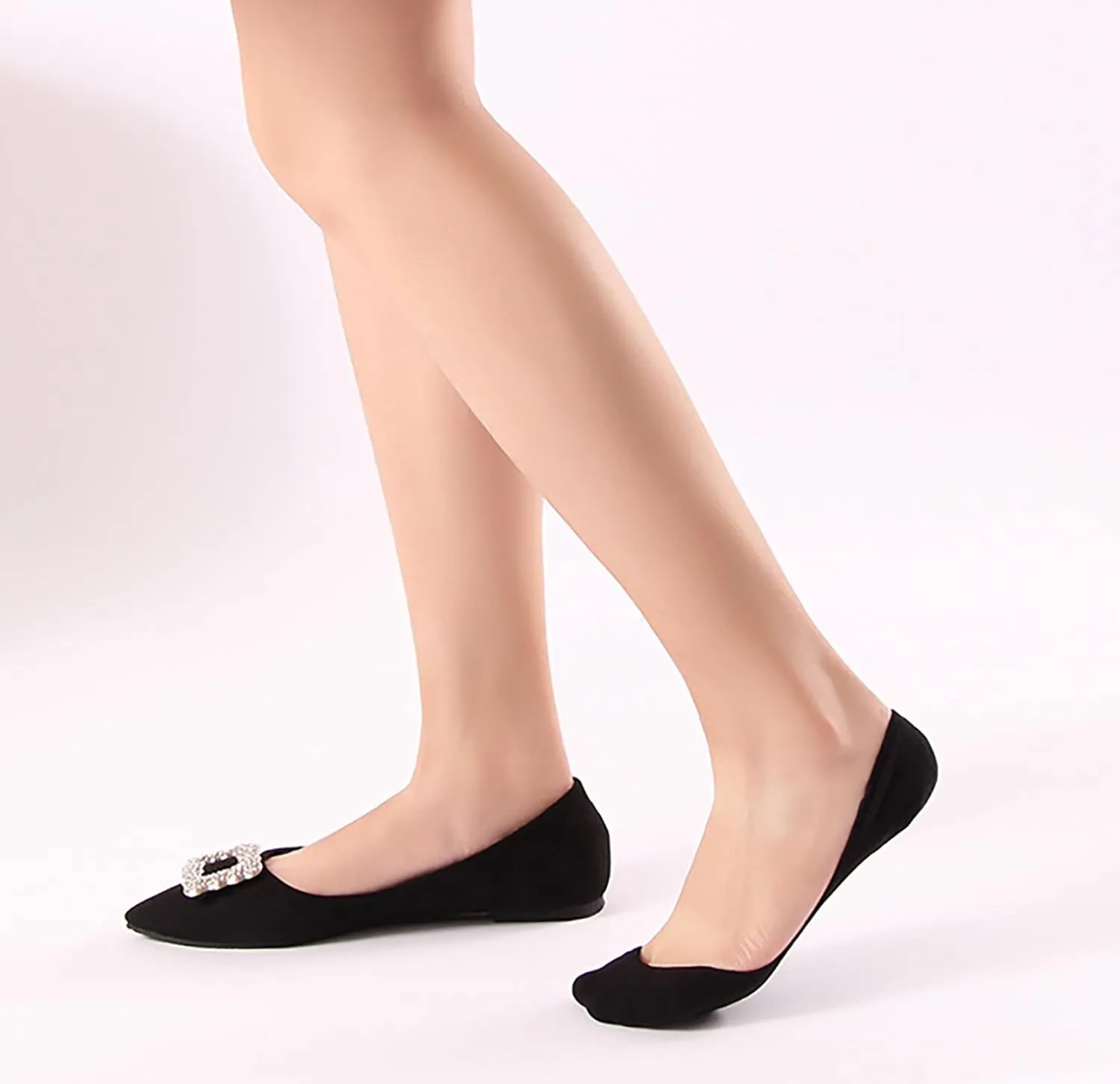 Bestjybt No Show Socks Women Ultra Low Cut Socks Cotton Seamless Non Slip Invisible Liner Footies for Flats 4 Pairs
