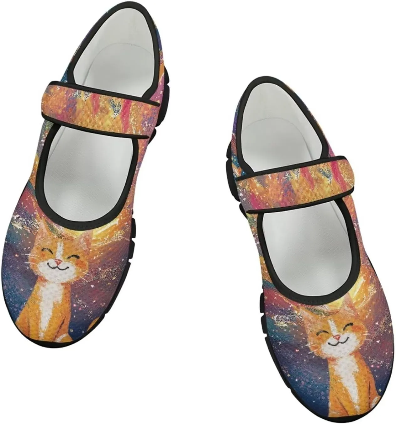 Binienty Mary Jane Shoes Women Mesh Knit Round Toe Slip On Walking Flat Shoes Breathable Soft-Soled