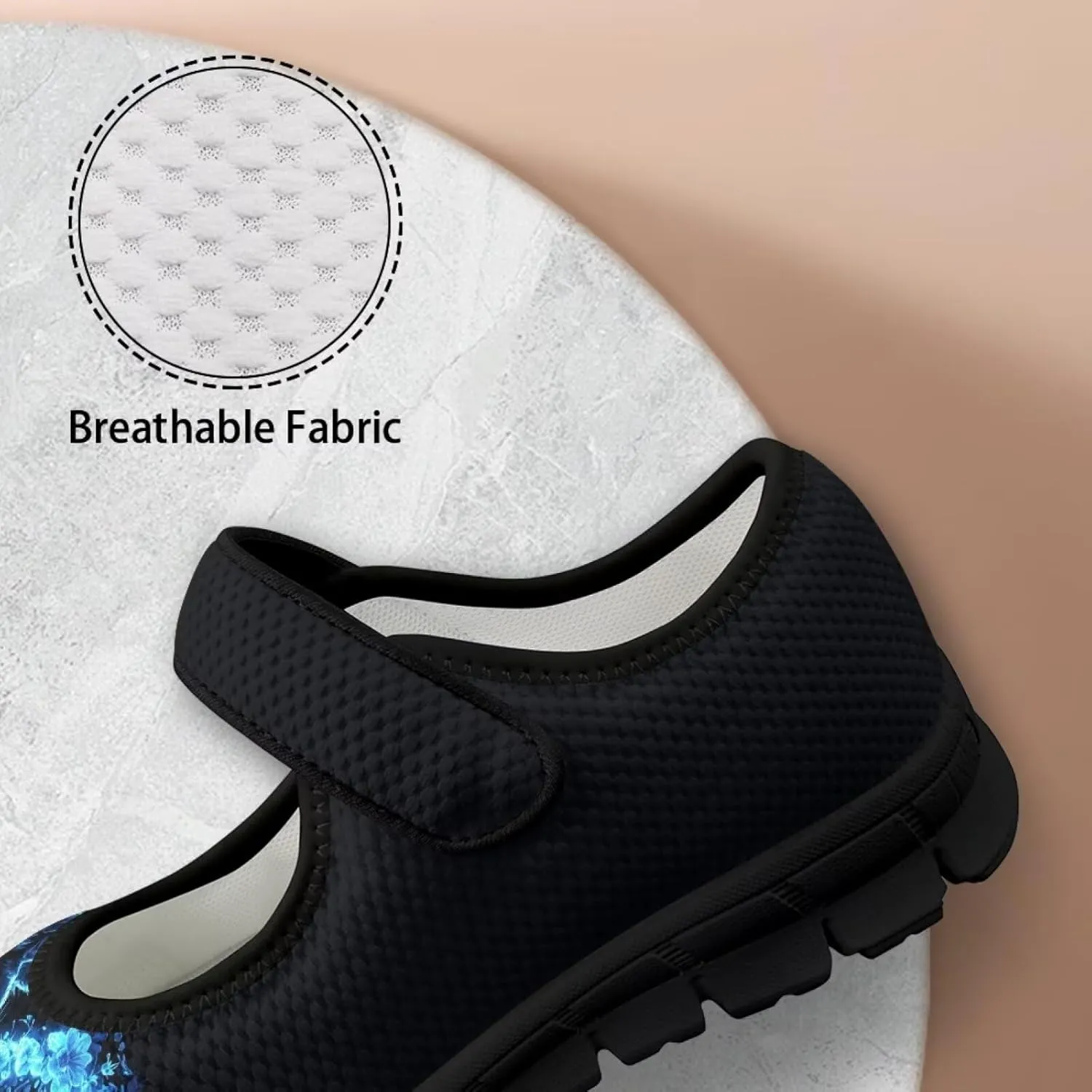 Binienty Mary Jane Shoes Women Mesh Knit Round Toe Slip On Walking Flat Shoes Breathable Soft-Soled