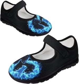 Binienty Mary Jane Shoes Women Mesh Knit Round Toe Slip On Walking Flat Shoes Breathable Soft-Soled