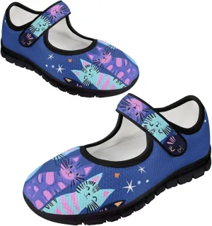 Binienty Mary Jane Shoes Women Mesh Knit Round Toe Slip On Walking Flat Shoes Breathable Soft-Soled