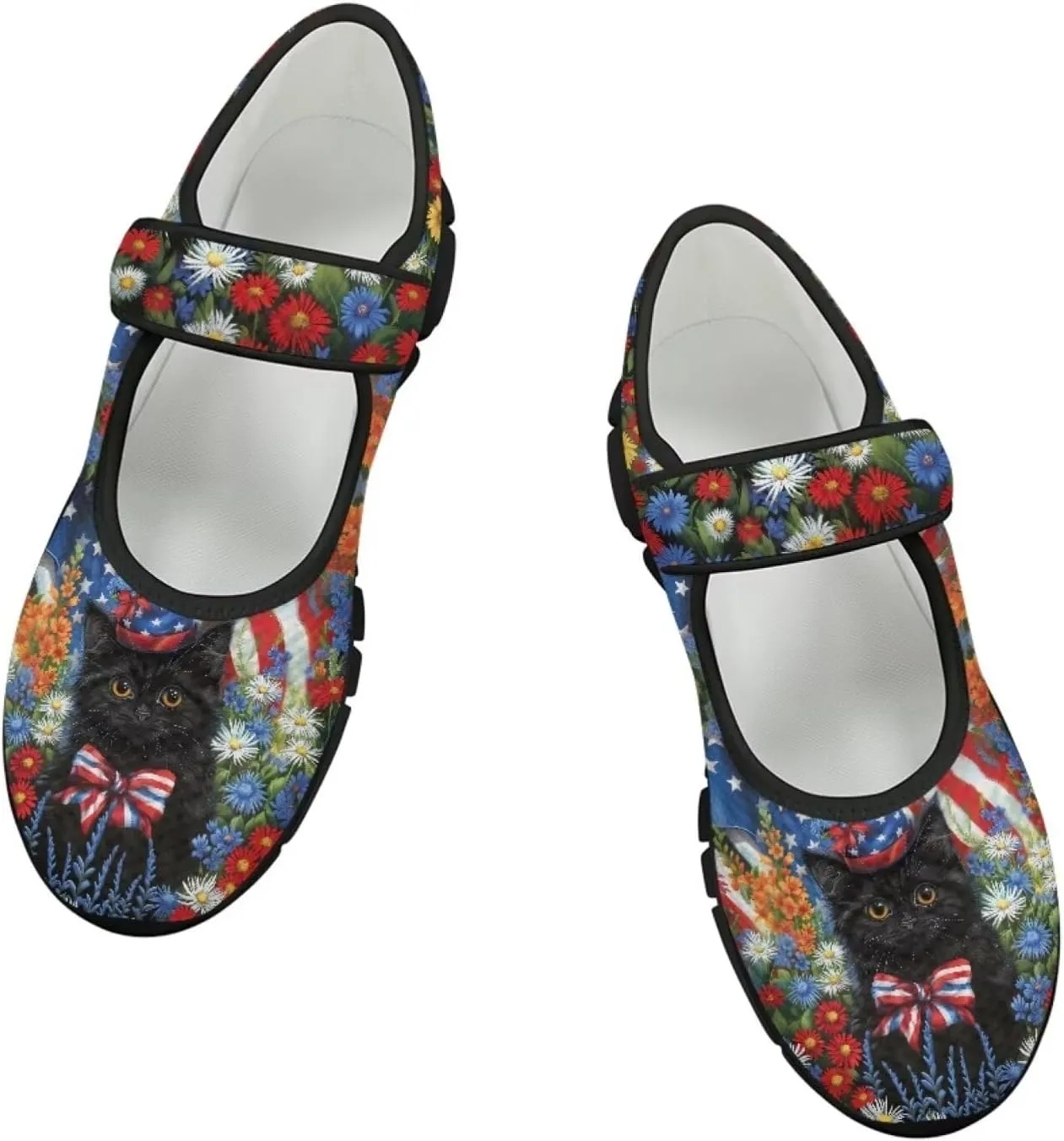 Binienty Mary Jane Shoes Women Mesh Knit Round Toe Slip On Walking Flat Shoes Breathable Soft-Soled