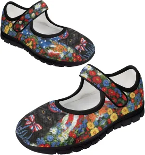 Binienty Mary Jane Shoes Women Mesh Knit Round Toe Slip On Walking Flat Shoes Breathable Soft-Soled