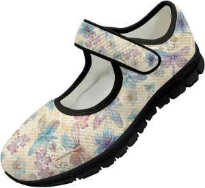 Binienty Women's Flats Classic Mary Jane Shoes Adjustable Nurse Walking Shoes Wide Toe Box Barefoot Sneakers