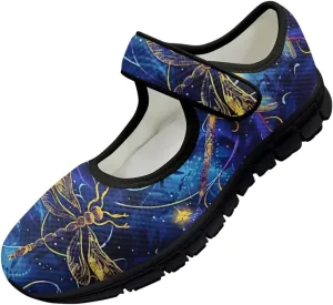 Binienty Women's Flats Classic Mary Jane Shoes Adjustable Nurse Walking Shoes Wide Toe Box Barefoot Sneakers