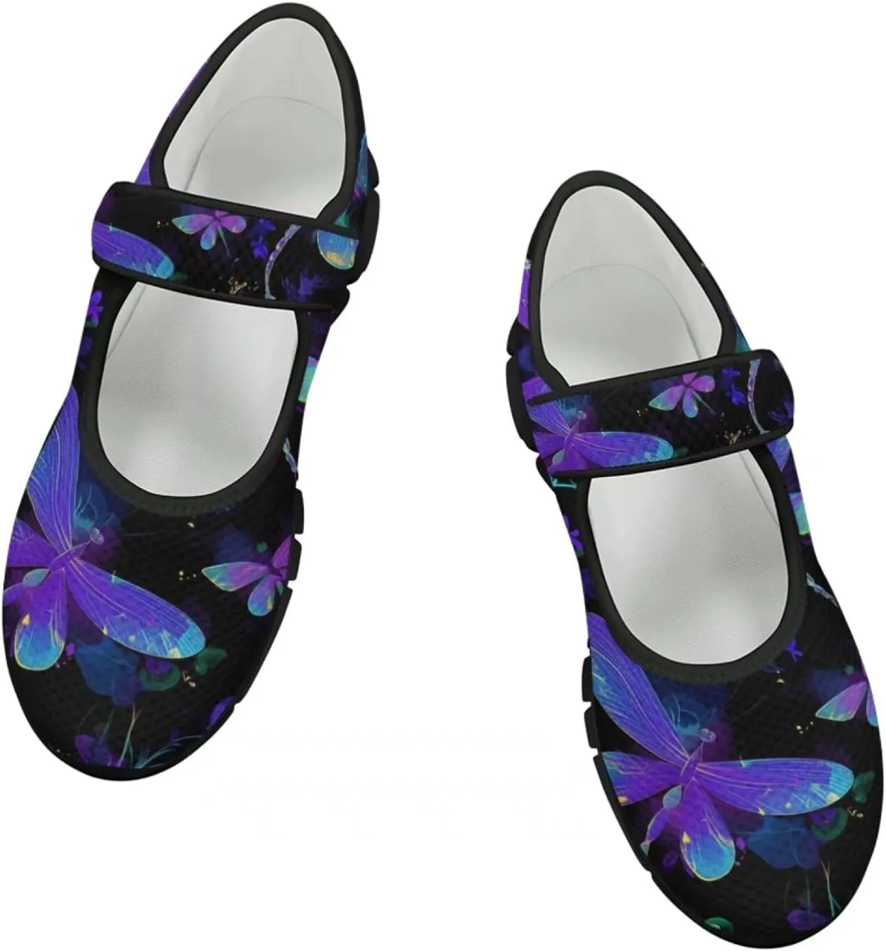 Binienty Women's Flats Classic Mary Jane Shoes Adjustable Nurse Walking Shoes Wide Toe Box Barefoot Sneakers
