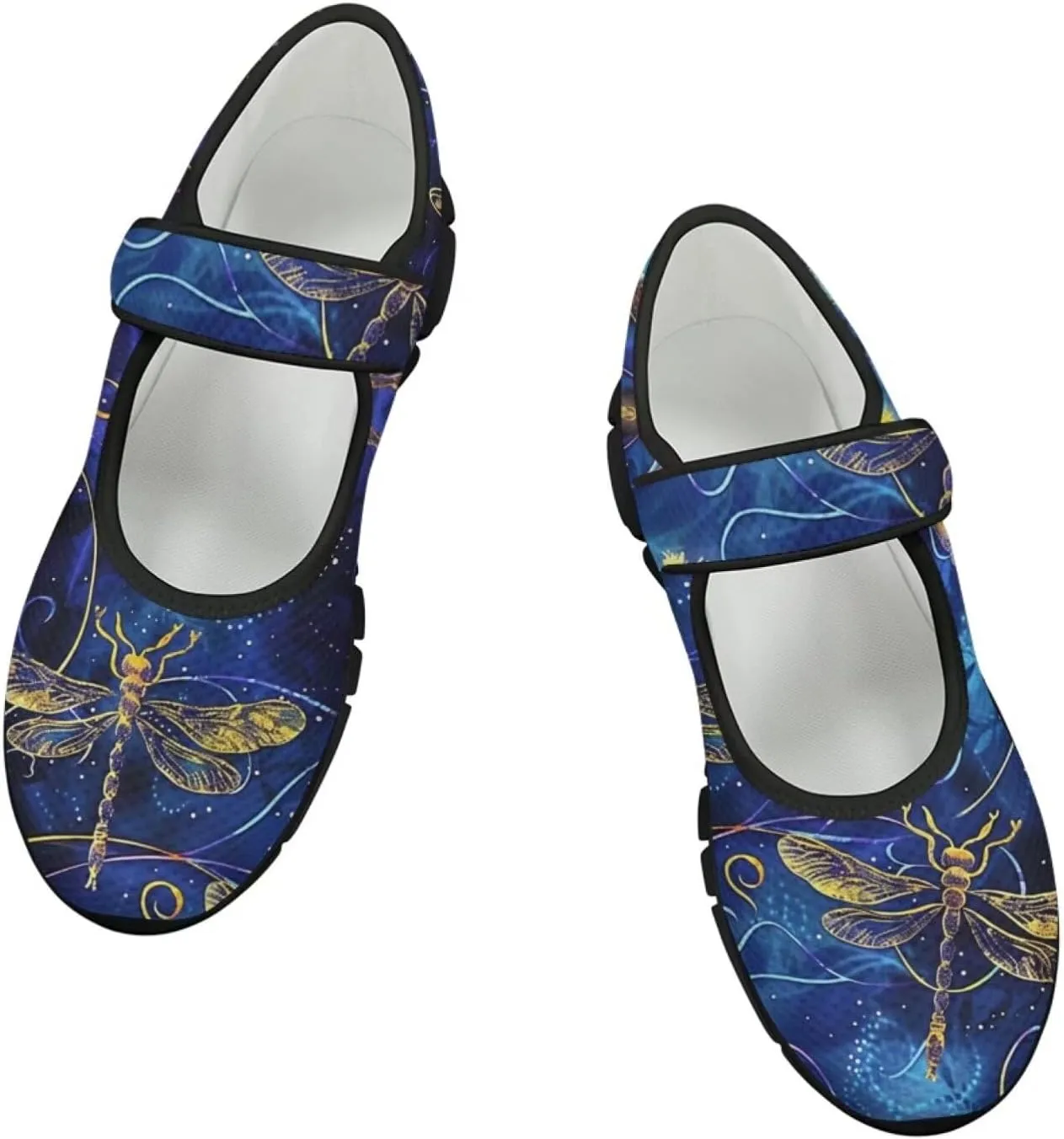Binienty Women's Flats Classic Mary Jane Shoes Adjustable Nurse Walking Shoes Wide Toe Box Barefoot Sneakers