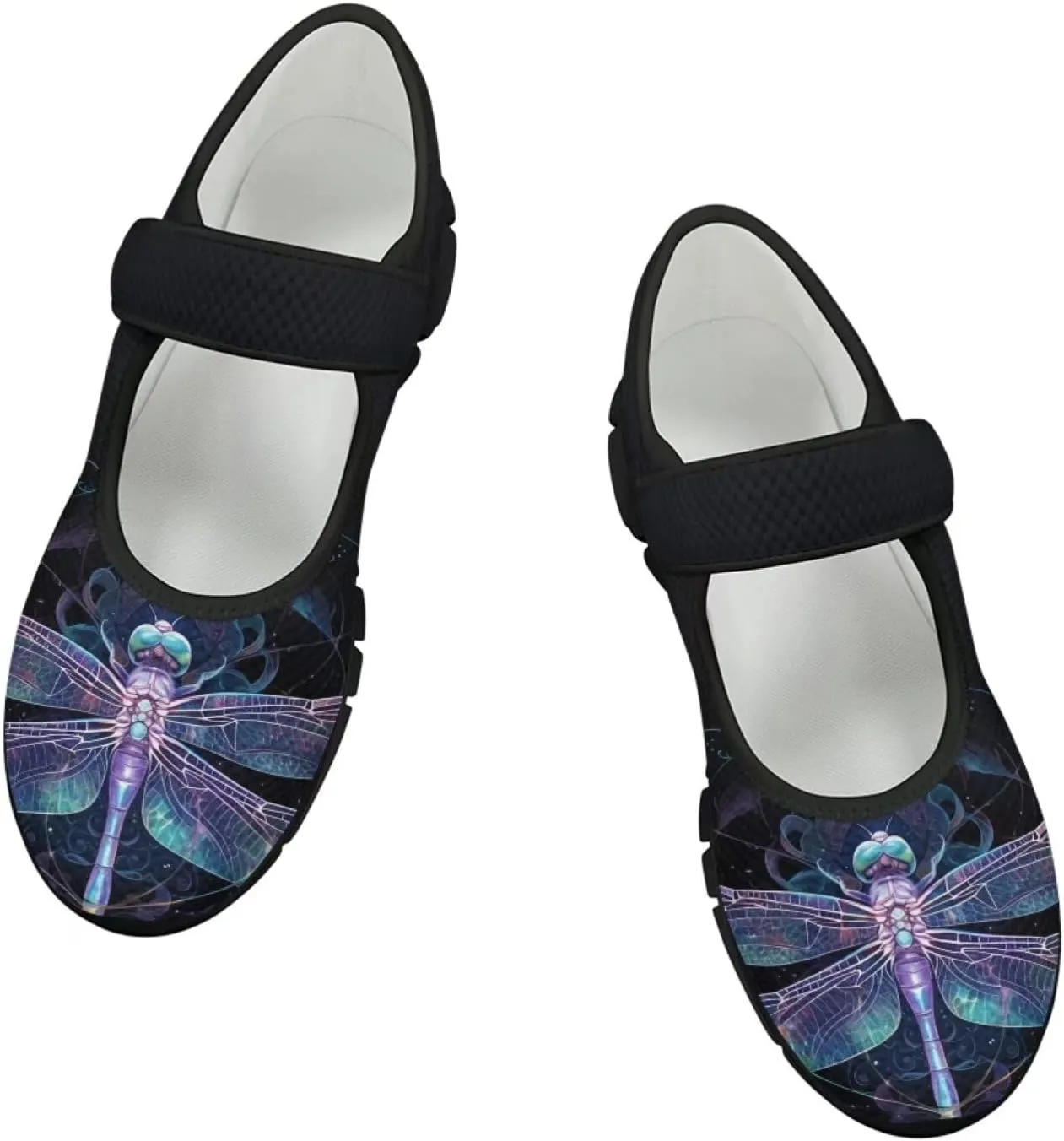 Binienty Women's Flats Classic Mary Jane Shoes Adjustable Nurse Walking Shoes Wide Toe Box Barefoot Sneakers