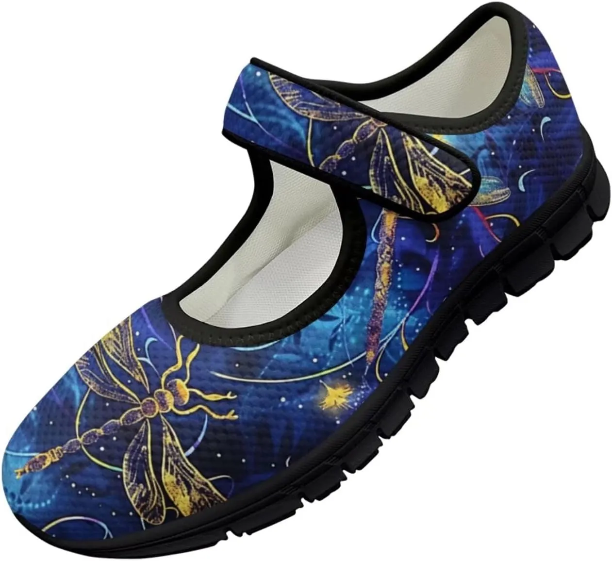 Binienty Women's Flats Classic Mary Jane Shoes Adjustable Nurse Walking Shoes Wide Toe Box Barefoot Sneakers