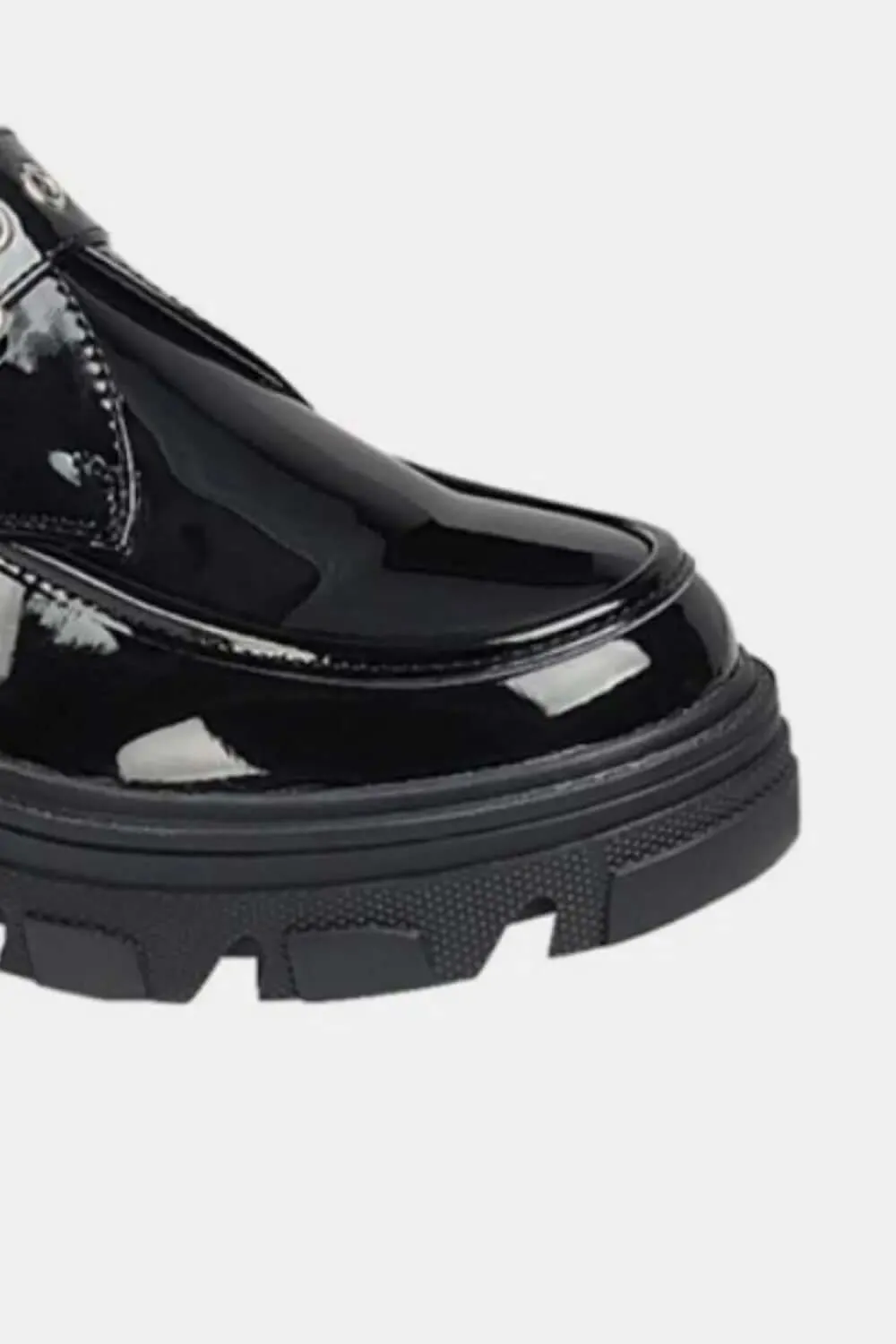 Black Lug Sole Buckled Platform Loafers