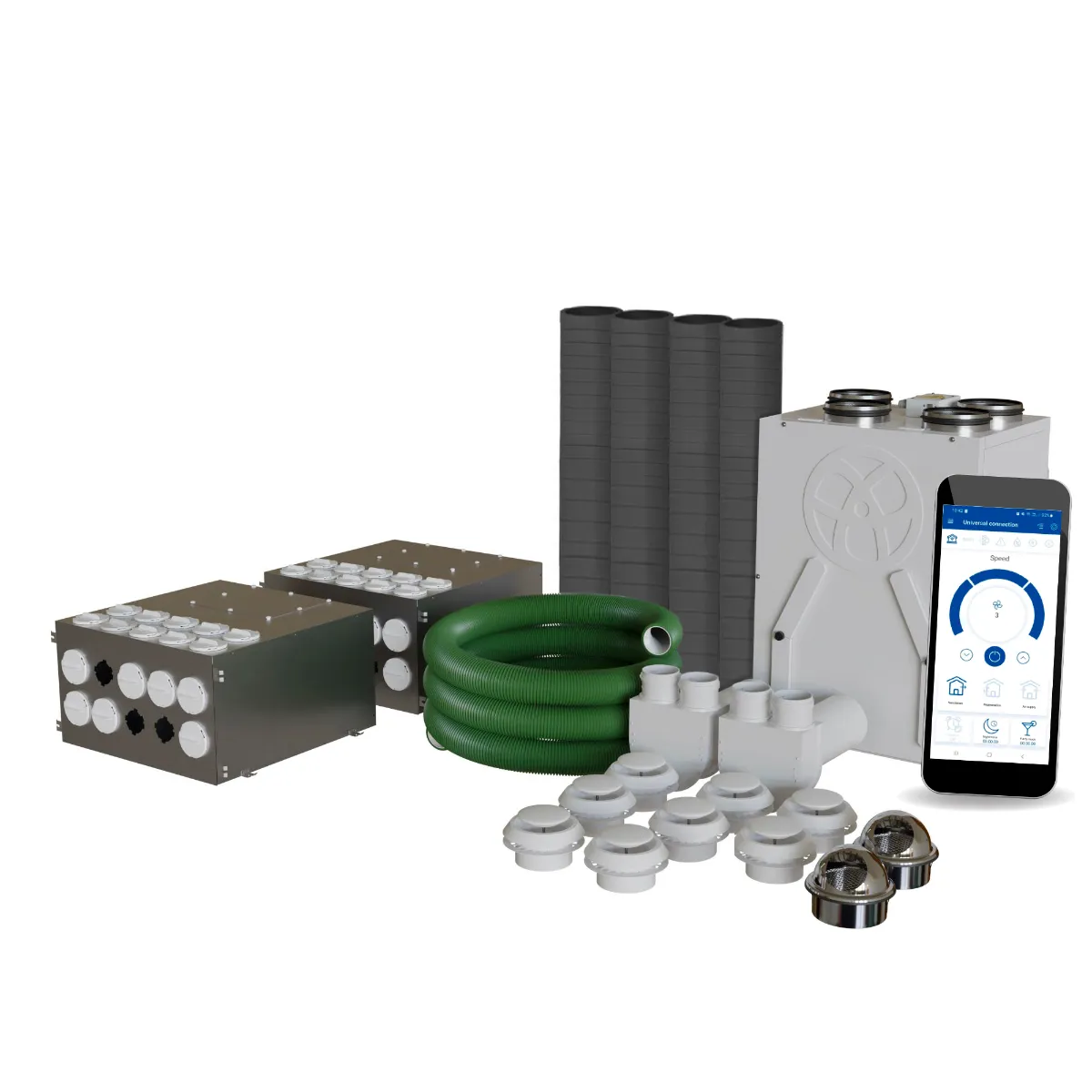 Blauberg EC-SB-250-HK3 Komfort 3-Bed House, Complete Vertical MVHR Heat Recovery Ventilation Kit