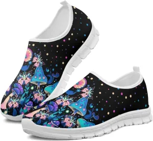 Blue Mushroom Sneakers for Women Walking Shoes Running Athletic Tennis Shoes Breathable Slip On Casual Mesh Low Cut Loafers Footwear