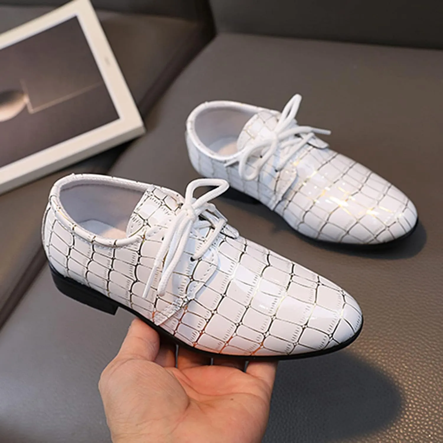 Boys Pointed Toe Dress Shoes Boys Dress Oxford Formal Shoes Toddler Lace Up Loafer Wedding Shoes Leather Shoes