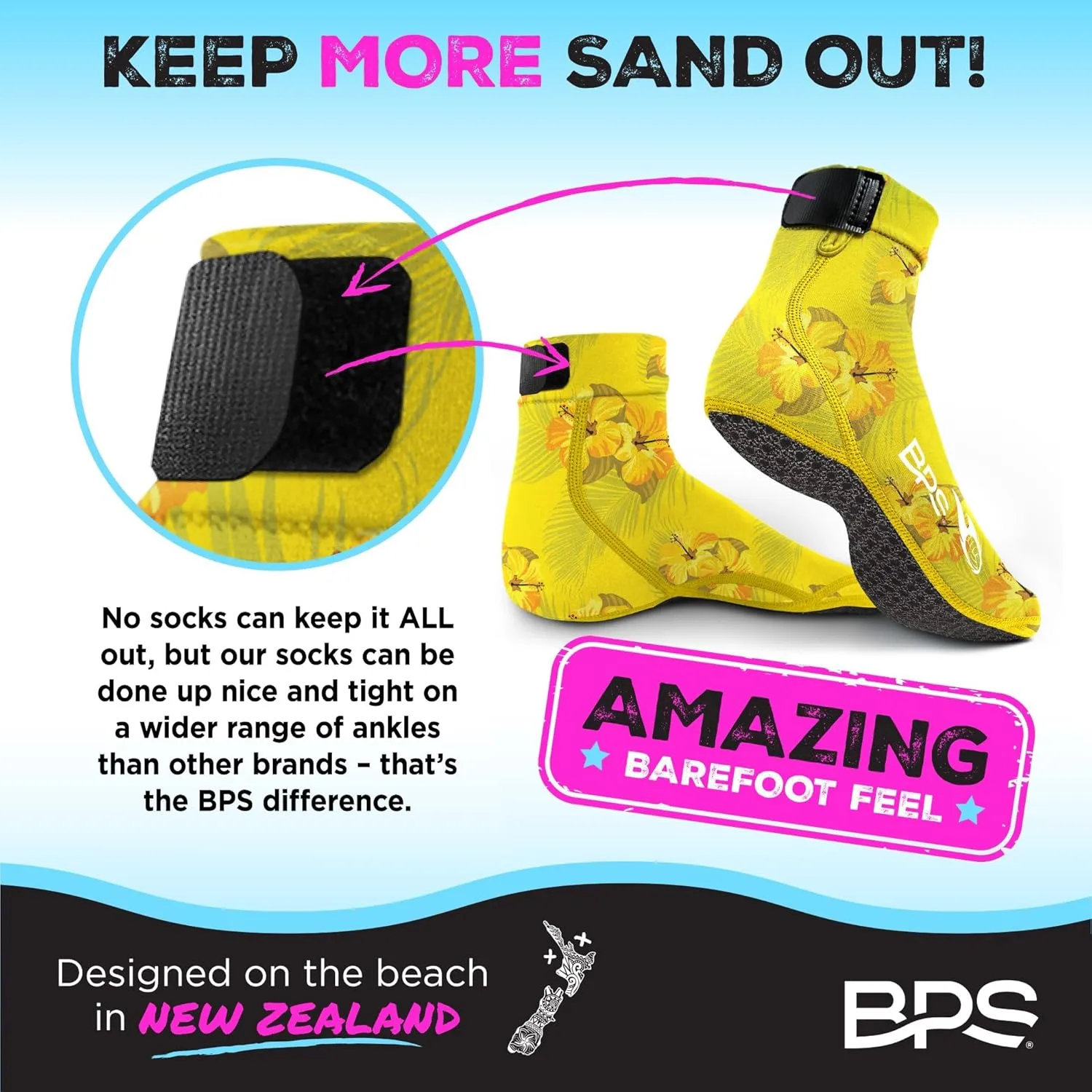 BPS 'Feet First' Beach Volleyball Socks Ultra Flexible Sand Soccer Socks Quick Dry Aqua Sock with Kevlar Soles