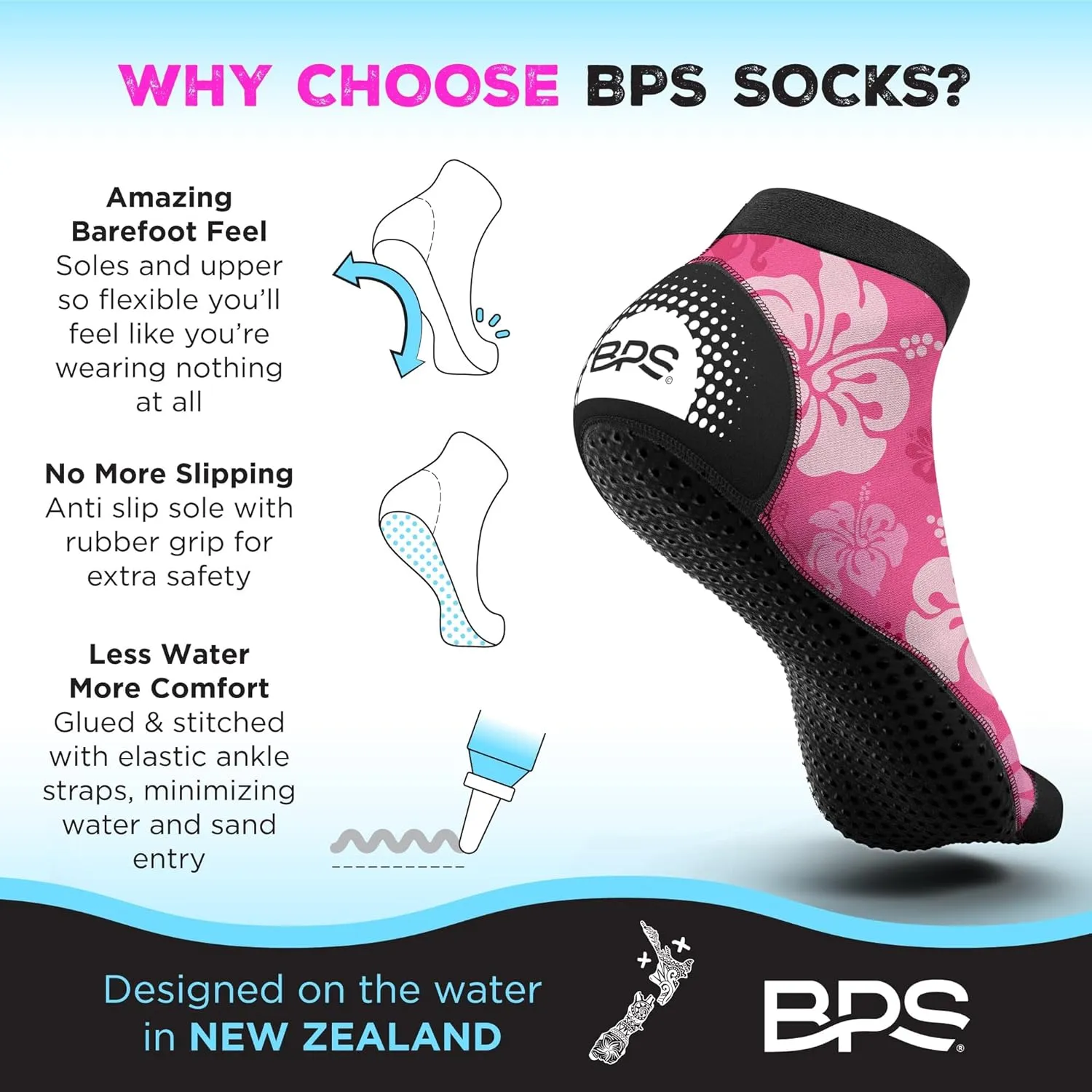 BPS Second Skin Beach Volleyball Socks Ultra Flexible Quick Dry Sand Soccer Socks Water Sports Booties for Men Women