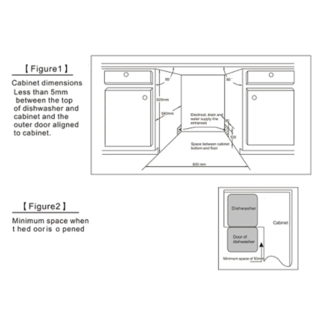 Built In Dishwasher WQP12-7713M With Door and 8 Programs Function