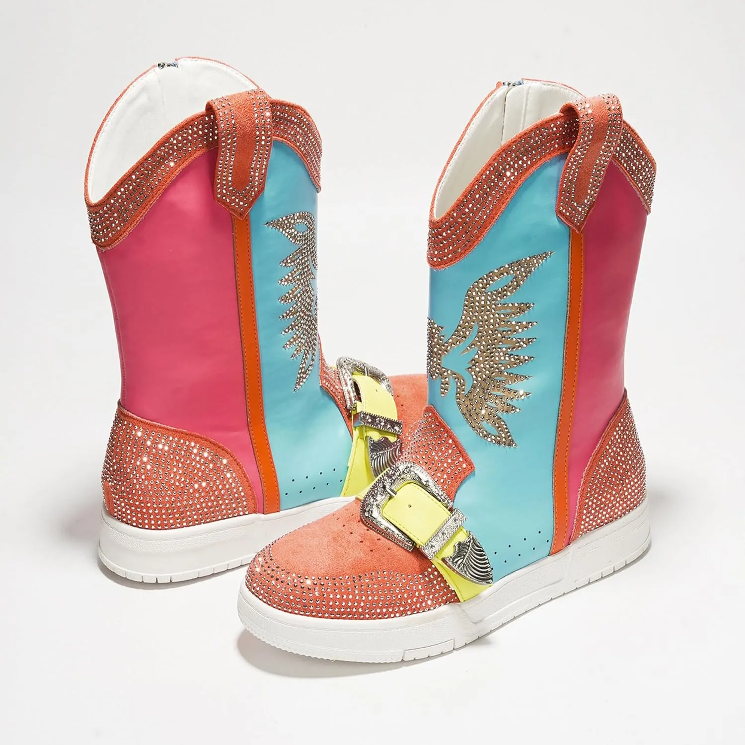 Cape Robbin Sparkly Cowgirl Boots - Rhinestone Cowboy Boots for Women - Ankle Boots for Women Glitter Cowboy Boots - Sparkly Booties for Women (Jonie)