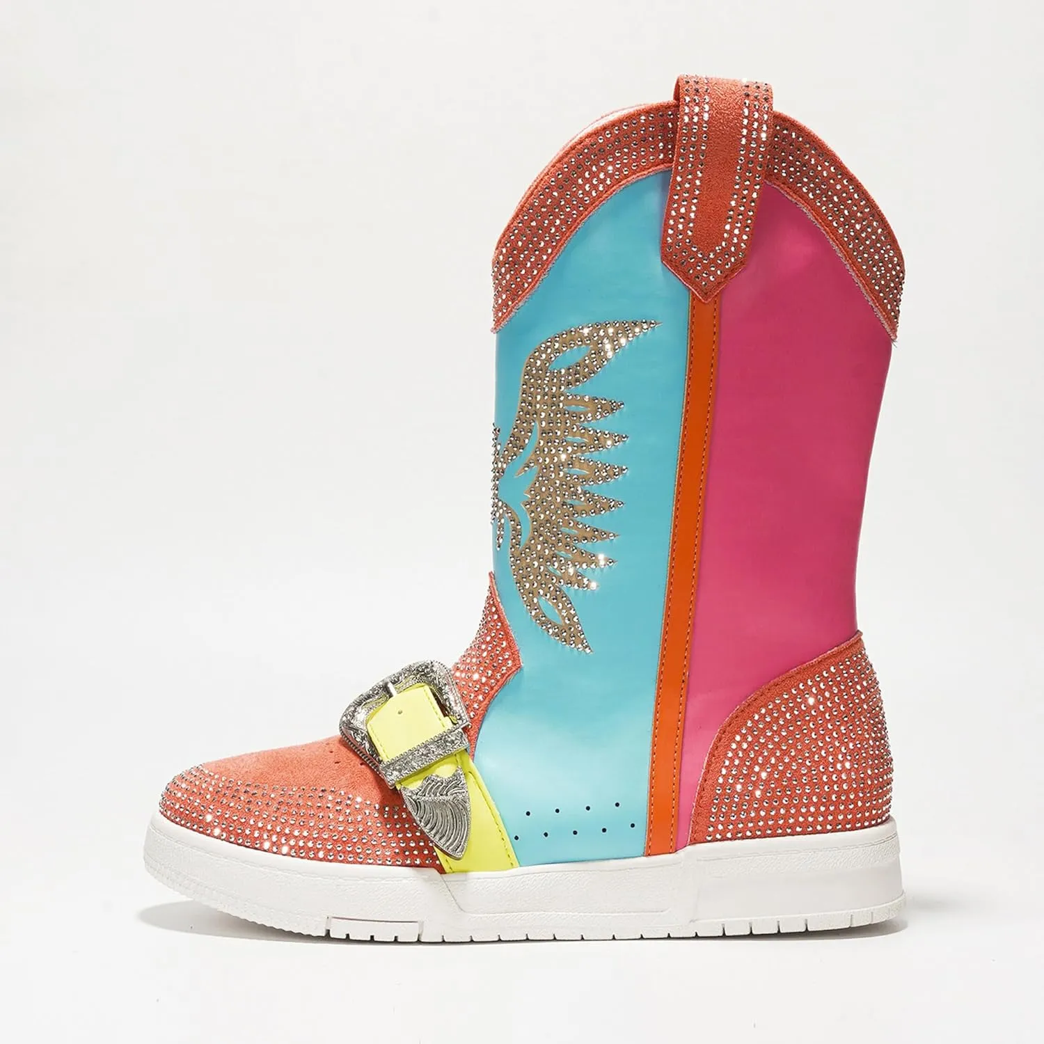 Cape Robbin Sparkly Cowgirl Boots - Rhinestone Cowboy Boots for Women - Ankle Boots for Women Glitter Cowboy Boots - Sparkly Booties for Women (Jonie)