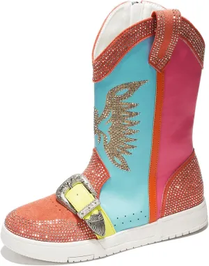 Cape Robbin Sparkly Cowgirl Boots - Rhinestone Cowboy Boots for Women - Ankle Boots for Women Glitter Cowboy Boots - Sparkly Booties for Women (Jonie)
