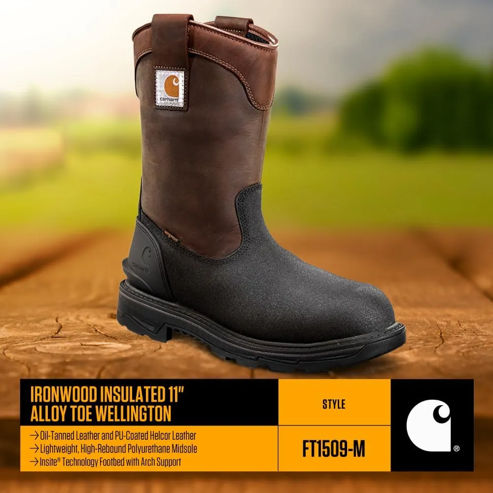Carhartt Men's Ironwood Waterproof 11" Alloy Toe Wellington Work Boot