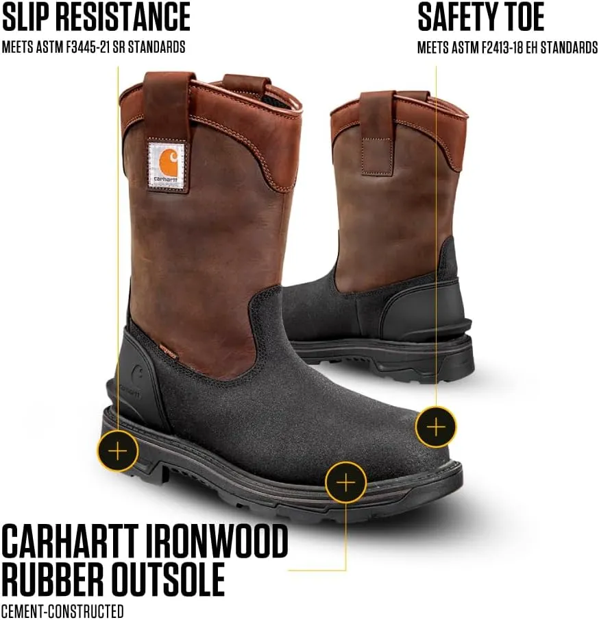 Carhartt Men's Ironwood Waterproof 11" Alloy Toe Wellington Work Boot