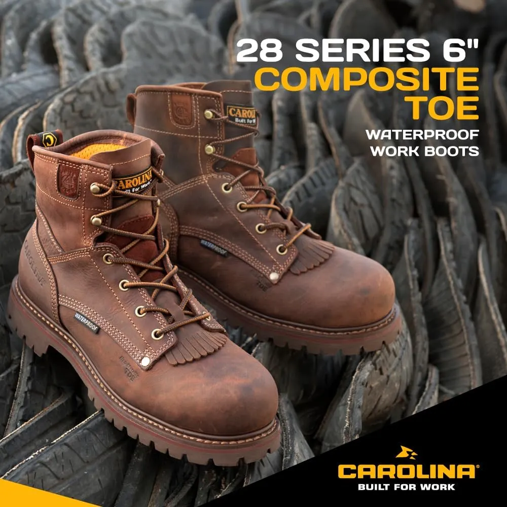 Carolina 28 Series 6 Composite Toe Work Boots for Men - Waterproof, with Durable Leather Uppers, AG7 Comfort Footbeds & Slip-Resistant Lug Outsoles