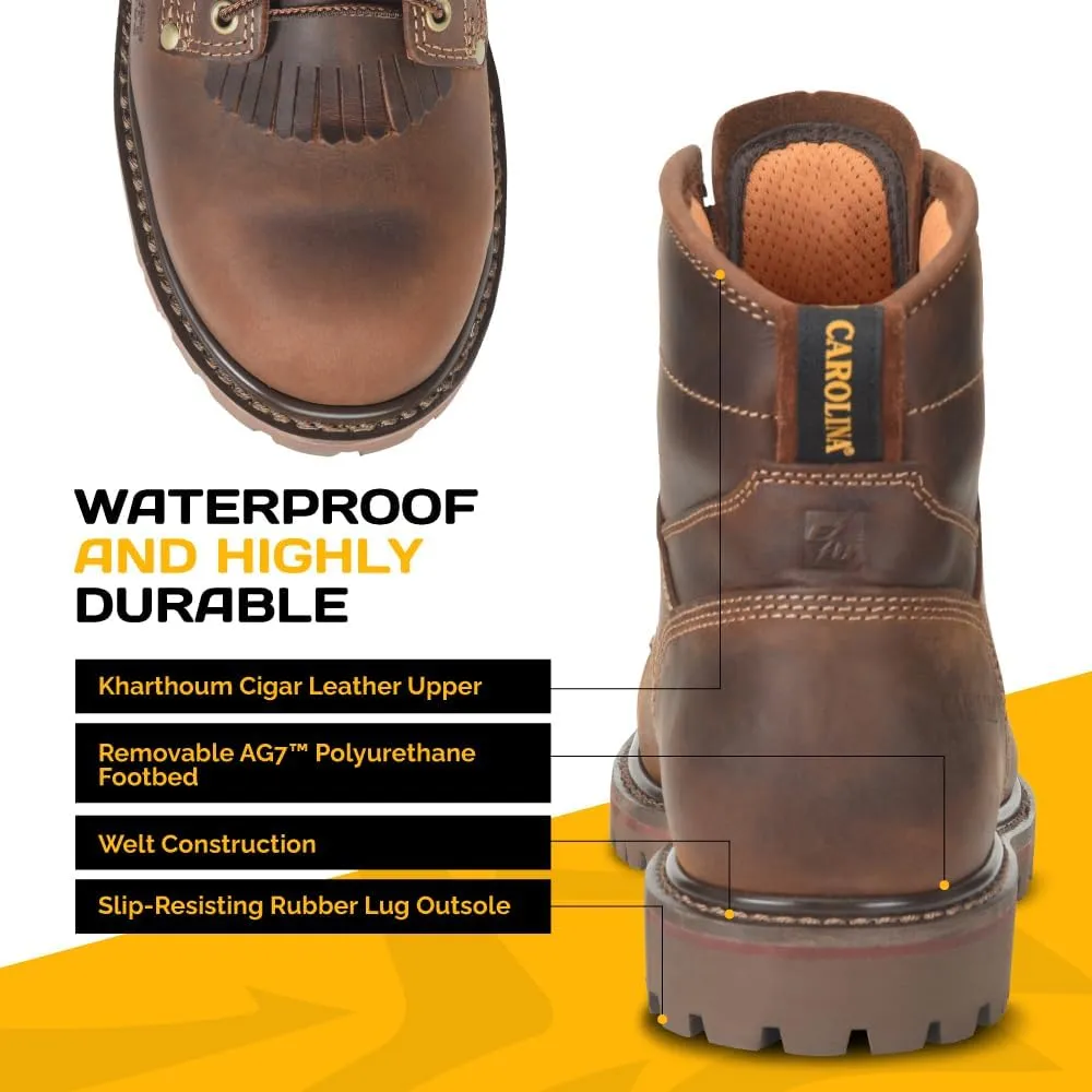 Carolina 28 Series 6 Composite Toe Work Boots for Men - Waterproof, with Durable Leather Uppers, AG7 Comfort Footbeds & Slip-Resistant Lug Outsoles
